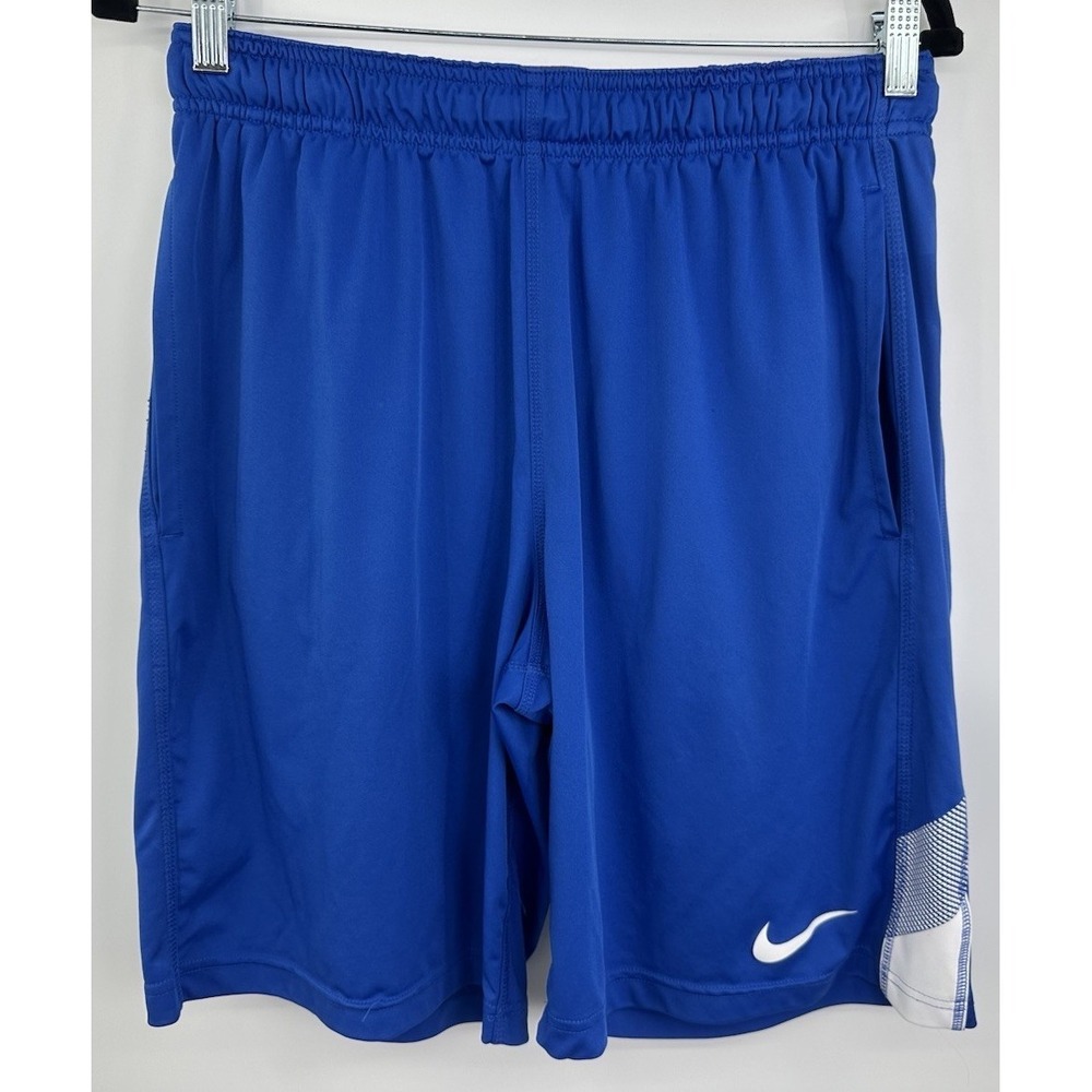 Nike Dri-Fit Athletic Shorts Elastic Waistband Running Training Blue White M